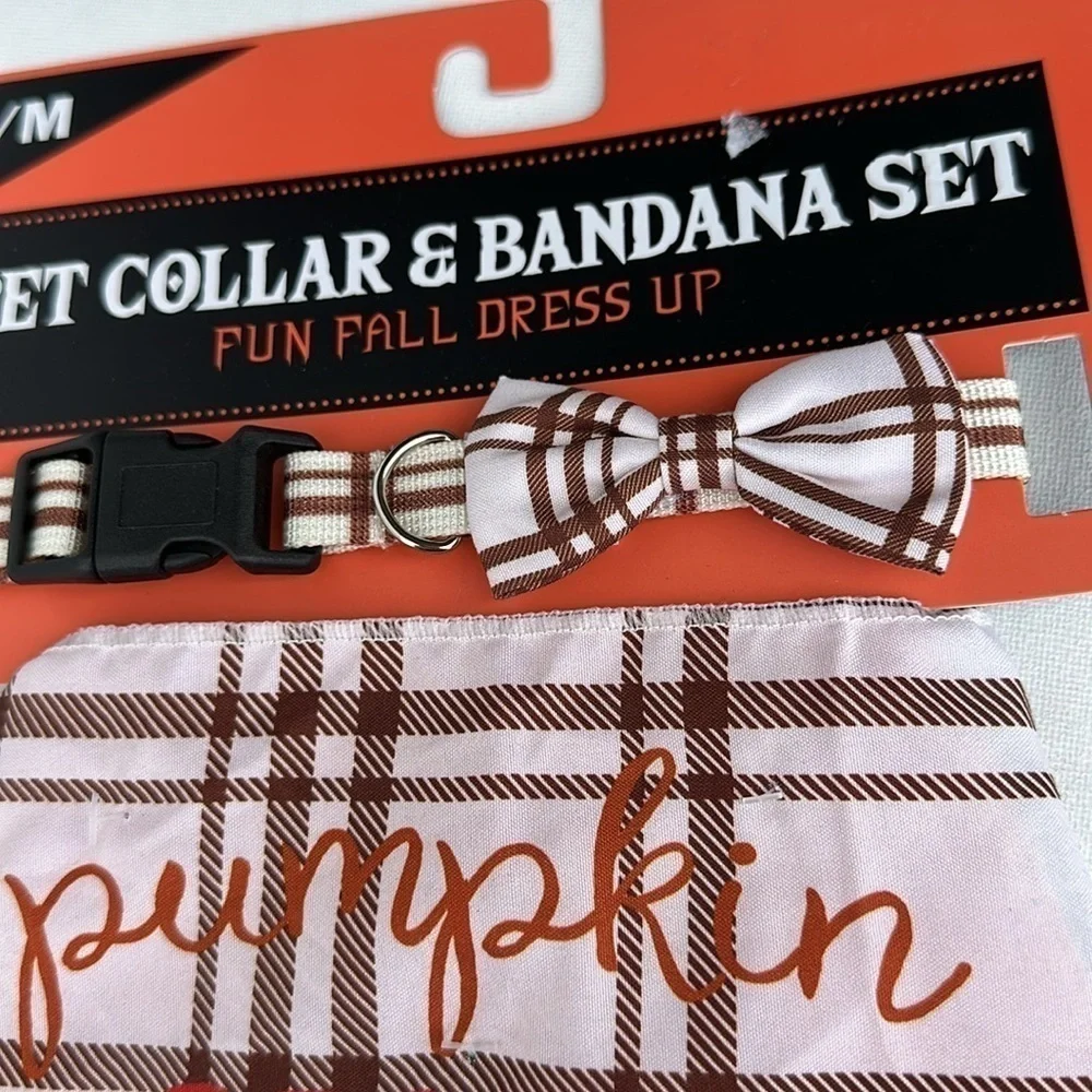 Pumpkin spice spice baby Matching Fall Pet Collar & Pet Bandana Set S/M